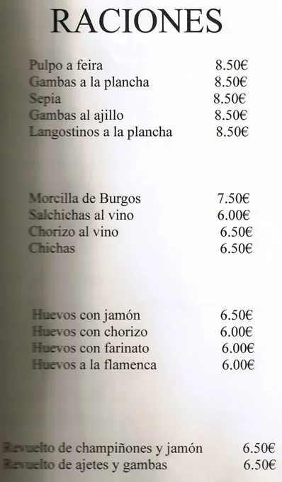 Carta Raciones